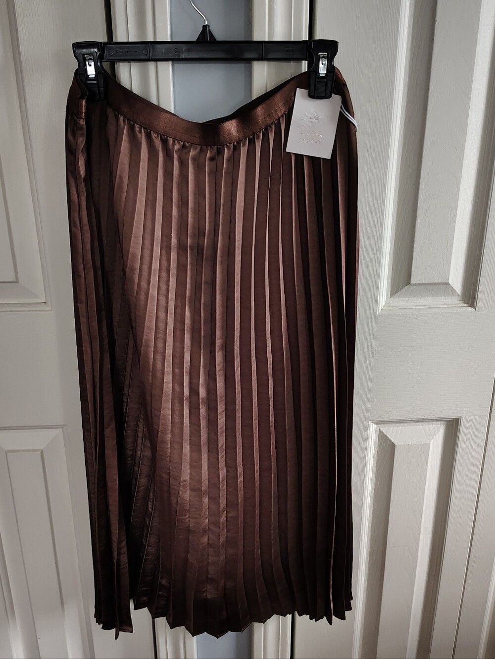 LC Lauren Conrad Chocolate Brown Pleated Midi Skirt XXL